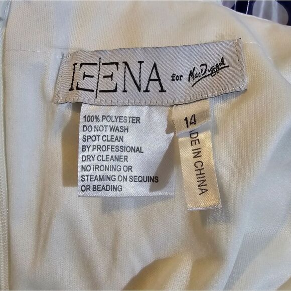 Mac Duggal 26554 V-Neck Long Sleeve High Slit Gown NWOT size 14 White - Picture 6 of 6